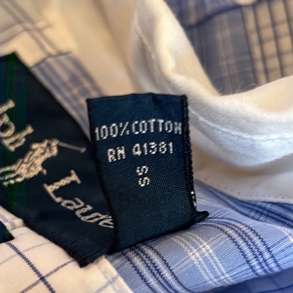 Ralph Lauren Men's Custom Fit Blue Patchwork Button up Shirt Size 16/L - Picture 8 of 8